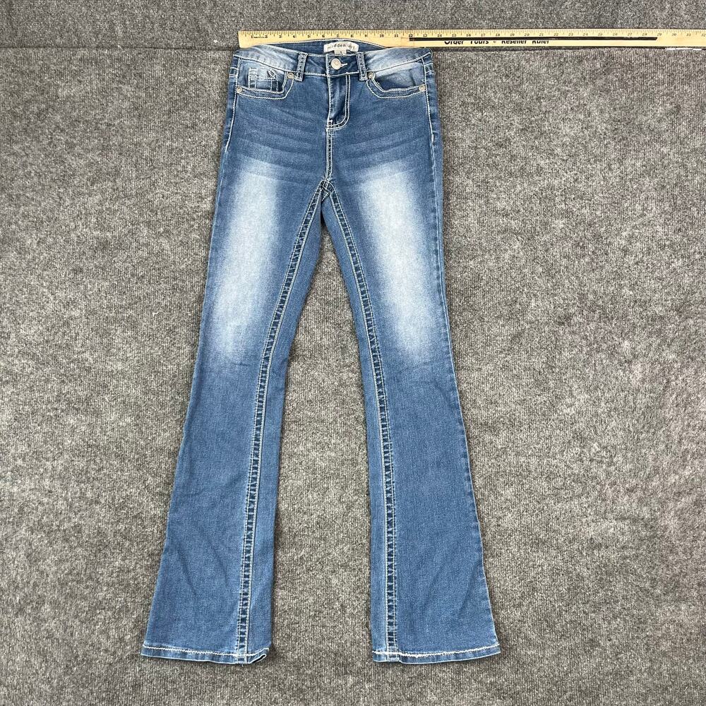 Madden Girl Bootcut Jeans Womens Size 1 Blue Light Wash‎ Stretch Denim Casual